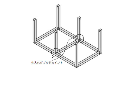 STEP3 先入れダブルジョイントで中間の柱を接続します。