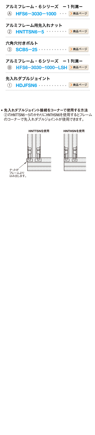 先入れダブルジョイントの形式での指定方法